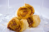 Puff pastry rolls filled with nut cream