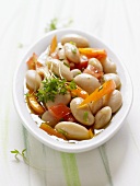 Bean salad with peppers, tomatoes and cress