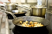Mushrooms in large frying pan