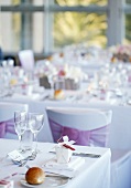 Tables laid for a wedding