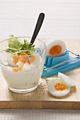 Egg salad with cucumber and cress