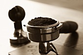 Espresso powder in the filter holder of an espresso maker