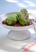 Previ (Stuffed savoy cabbage leaves with tomato sauce, Italy)