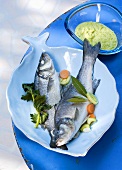 Spigole con salsa di piselli (Sea bass with pea sauce)