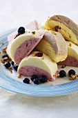 Ice cream dessert with blueberries and nuts