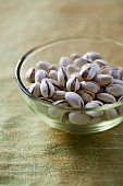 Pistachios in a glass bowl