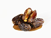 Dried dates, one cut open