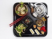Appetiser platter with tea (Asia)