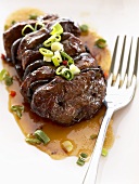 Fillet of beef with ginger and spring onions