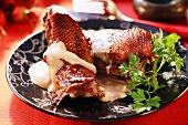 Roast duck with white sauce