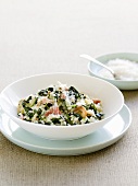 Risotto with spinach and pancetta