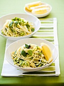 Spaghetti with courgettes and feta