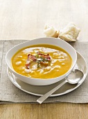Cream of pumpkin soup with cannellini beans