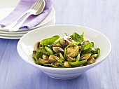 Mushroom & spinach salad with spring onions & sesame seeds