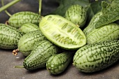Mexican sour gherkins, whole and halved