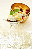 Fruit salad with yoghurt and honey