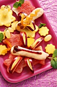 Dragonfly biscuits with fruit for a children's party