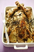 Chicken with rosemary, thyme and onions