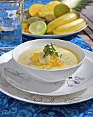 Cold fruit soup with mint