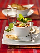 Jellied gazpacho with mint and toast