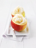 Apple sorbet in two hollowed-out apples