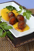 Meatballs with mango sauce and parsley