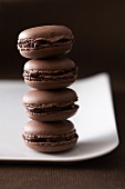 Chocolate macarons, stacked