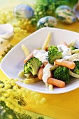 Vegetables with cheese sauce for Easter