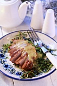 Duck breast with sauce and herbs (Christmas)