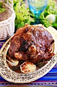 Roast veal with garlic for Easter