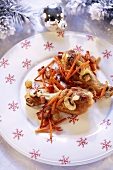 Chicken legs with carrots and mushrooms (Christmas)