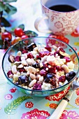 Vegetable salad with beetroot and mushrooms (Russia)