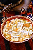 Jewish vegetable soup with matzos