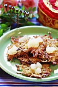 Latkas with apple puree and horseradish