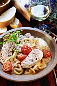 Pork in onion and white wine sauce