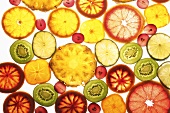 Slices of different fruits (backlit)