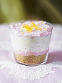 Yoghurt and berry cream in a glass