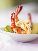 Fried prawns with avocado