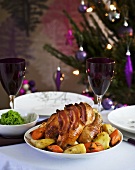 Chicken with bacon and root vegetables for Christmas