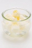 Butter curls in iced water