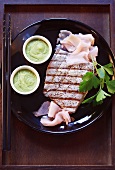 Grilled tuna steak with wasabi