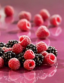 Fresh raspberries and blackberries