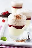 Mascarpone cream with raspberry sauce