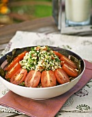 Bulgur salad with ring of tomatoes