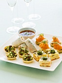 Assorted appetisers with dip