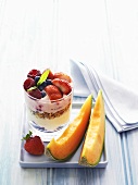 Yoghurt and fruit with melon