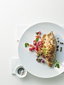 Trout in pecan & pine nut crust with pear & cranberry chutney