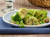 Stuffed savoy cabbage leaves with vegetarian stuffing