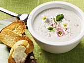 Radish soup with daisies