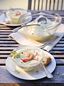 Cold cucumber soup with prawns